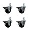 Service Caster 3'' Soft Rubber Wheel Swivel 7/8'' Square Stem Caster Set with Brake, 4PK SCC-SQ20S314-SRS-PLB-78-4 - alternate 1